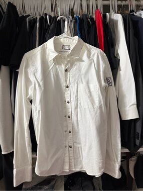 Moncler Gamme Bleu White Long-Sleeve Button-Down Shirt